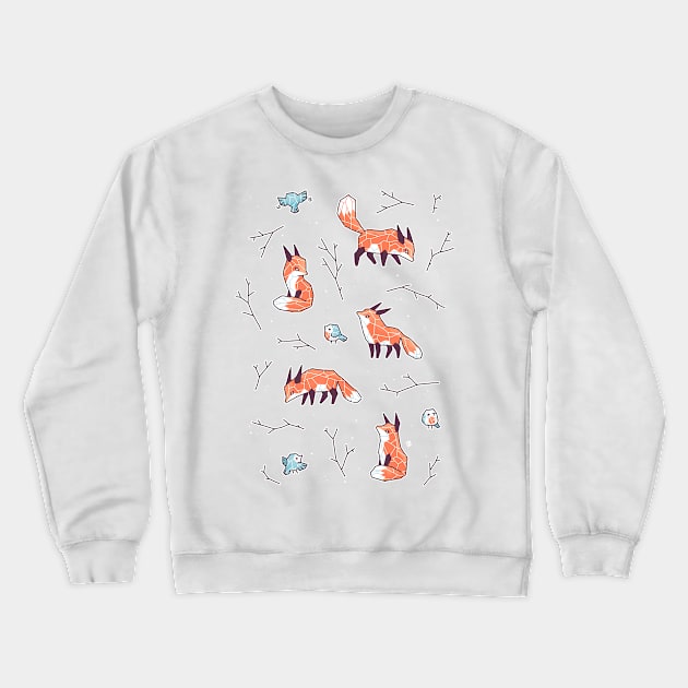 Fox and Bird Pattern Crewneck Sweatshirt by Freeminds